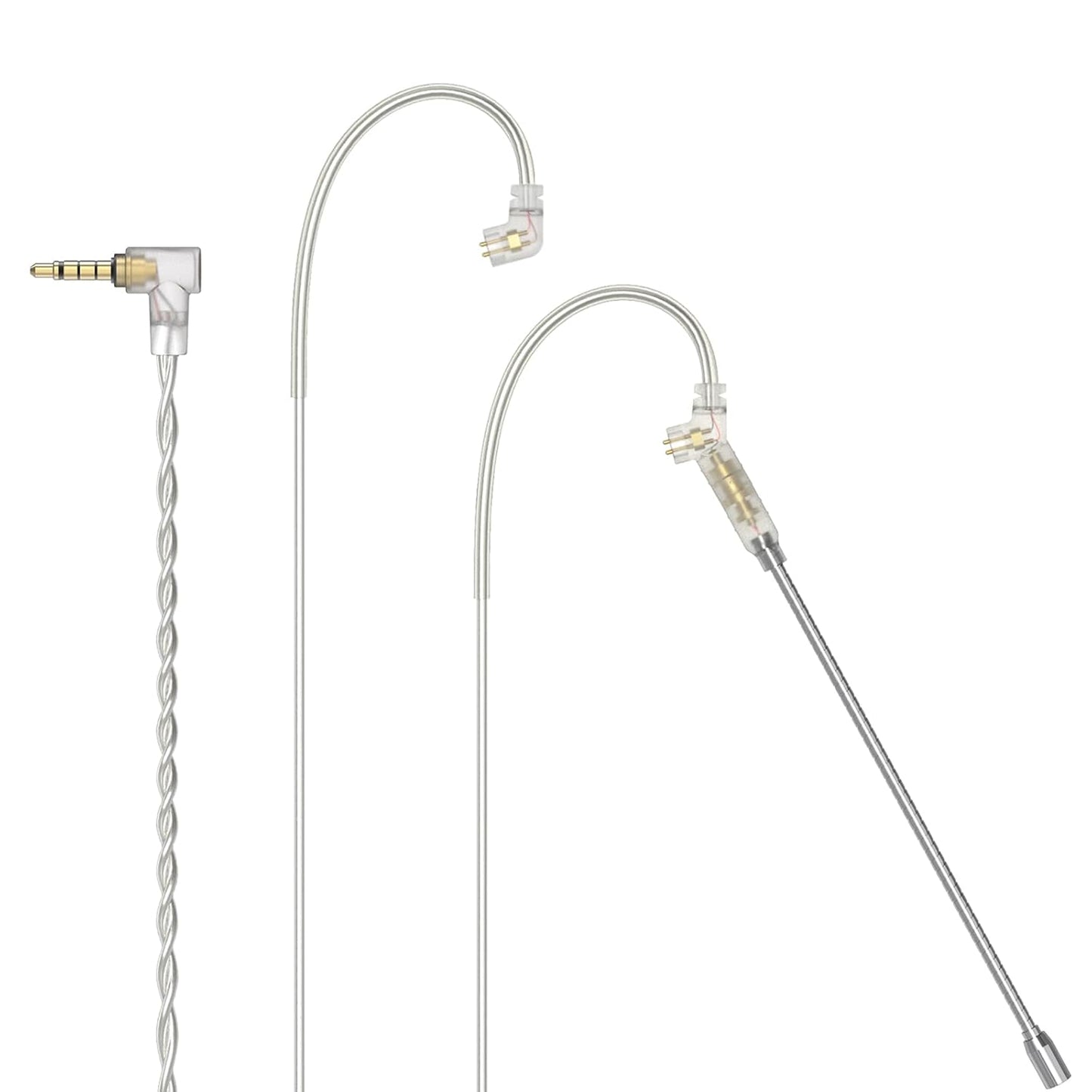 Cubilux 3.5mm 2-Pin 0.78mm IEM Cable with Microphone, Silver Plated OFC Wires Earphone Cable with Detachable Boom MIC for Wan'er S.G, ZS10 Pro, ZS10 Pro X, ZSN PRO, ZSX in-Ear Monitor, 4 Feet