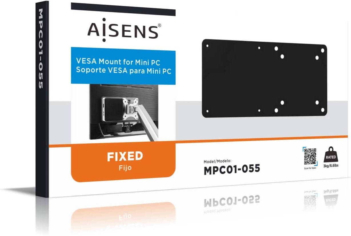 AISENS MPC01-055 VESA Mount for Mini PC, Black