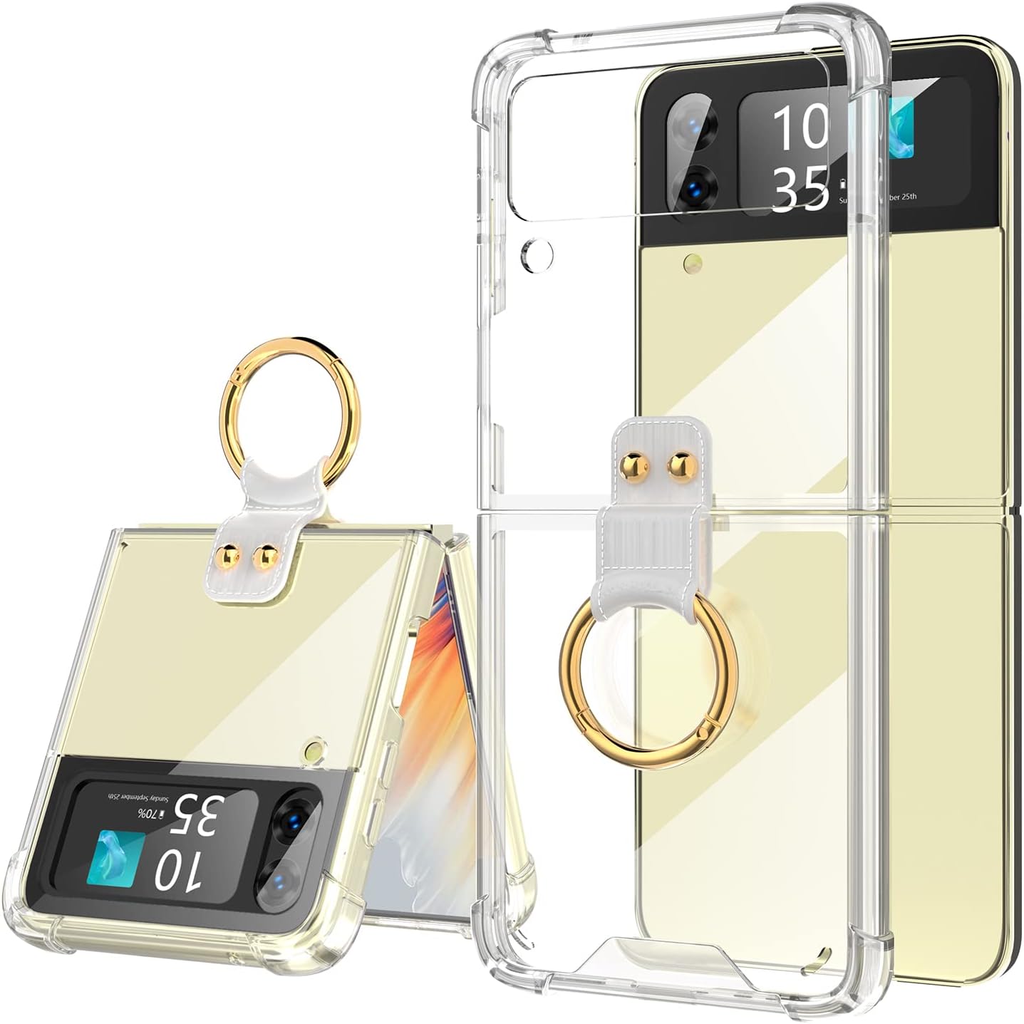 Designed for Samsung Galaxy Z Flip 4 Case Clear with Ring, Anti-Fall Shockproof Protective Phone Cover Case Compatible with Galaxy Z Flip 4 Case 5G 2022 (Clear)
