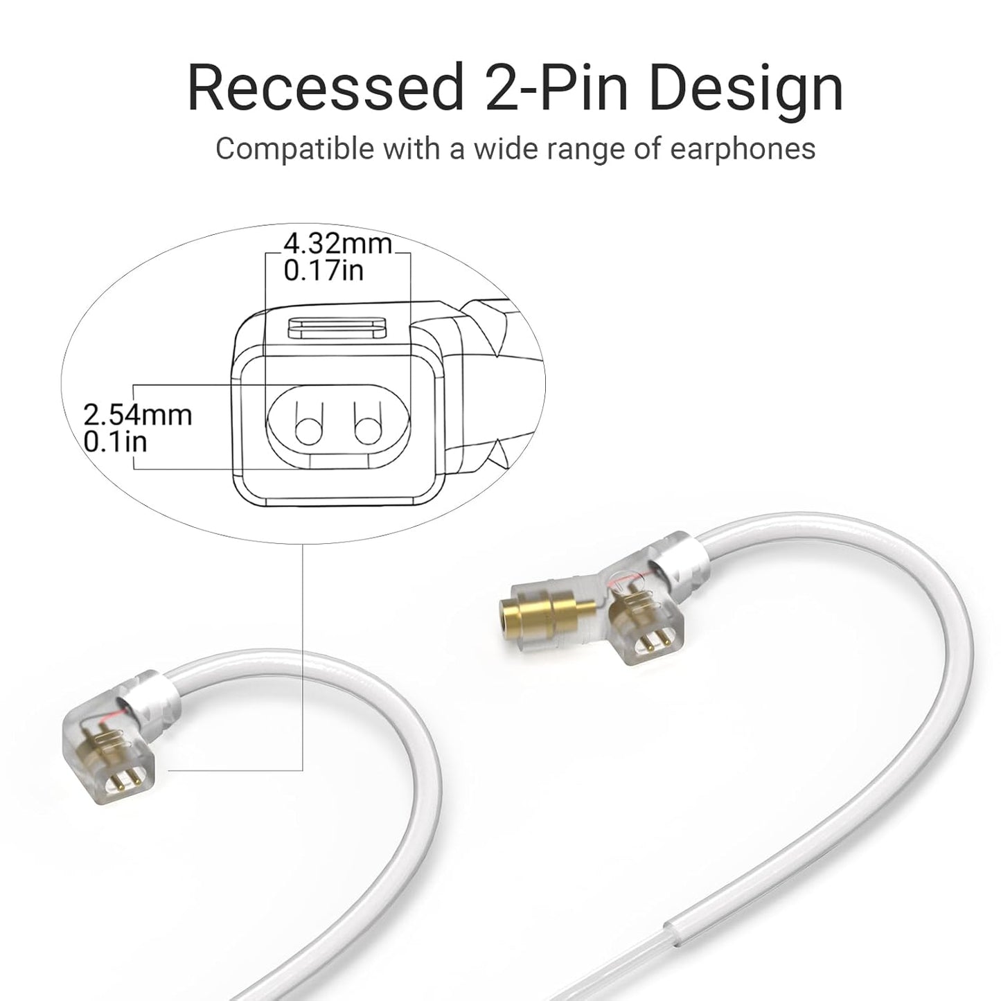 Cubilux 3.5mm 2-Pin 0.78mm IEM Cable with Microphone, Silver Plated OFC Wires Earphone Cable with Detachable Boom MIC for Wan'er S.G, ZS10 Pro, ZS10 Pro X, ZSN PRO, ZSX in-Ear Monitor, 4 Feet