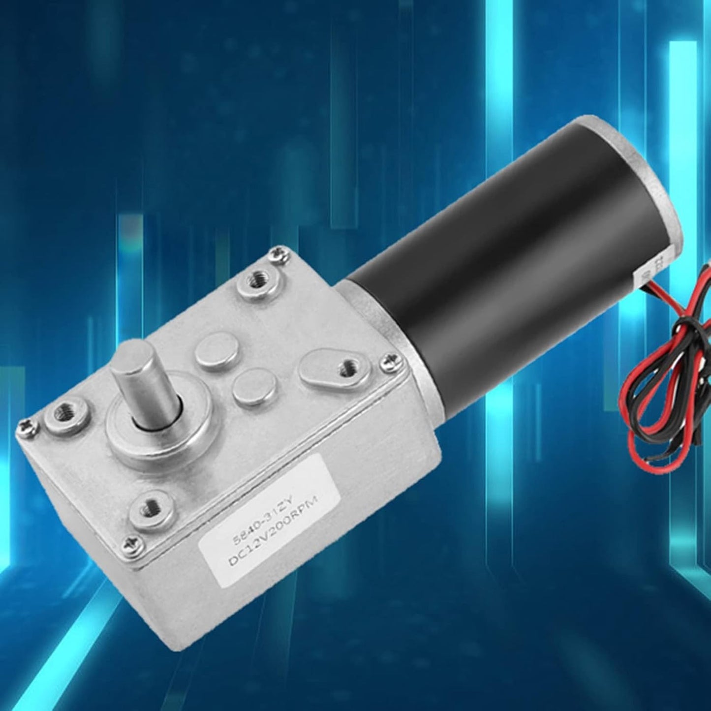 12V 200RPM 5840-31ZY Geared Motor Self-locking Permanent Magnet DC Turbo Worm Reduction Motor Gearbox for Electrical Appliances