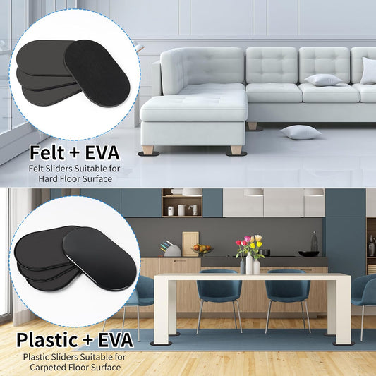 8 Pack Reusable Furniture Movers Sliders â Black 9.5 x 5.75 Inch