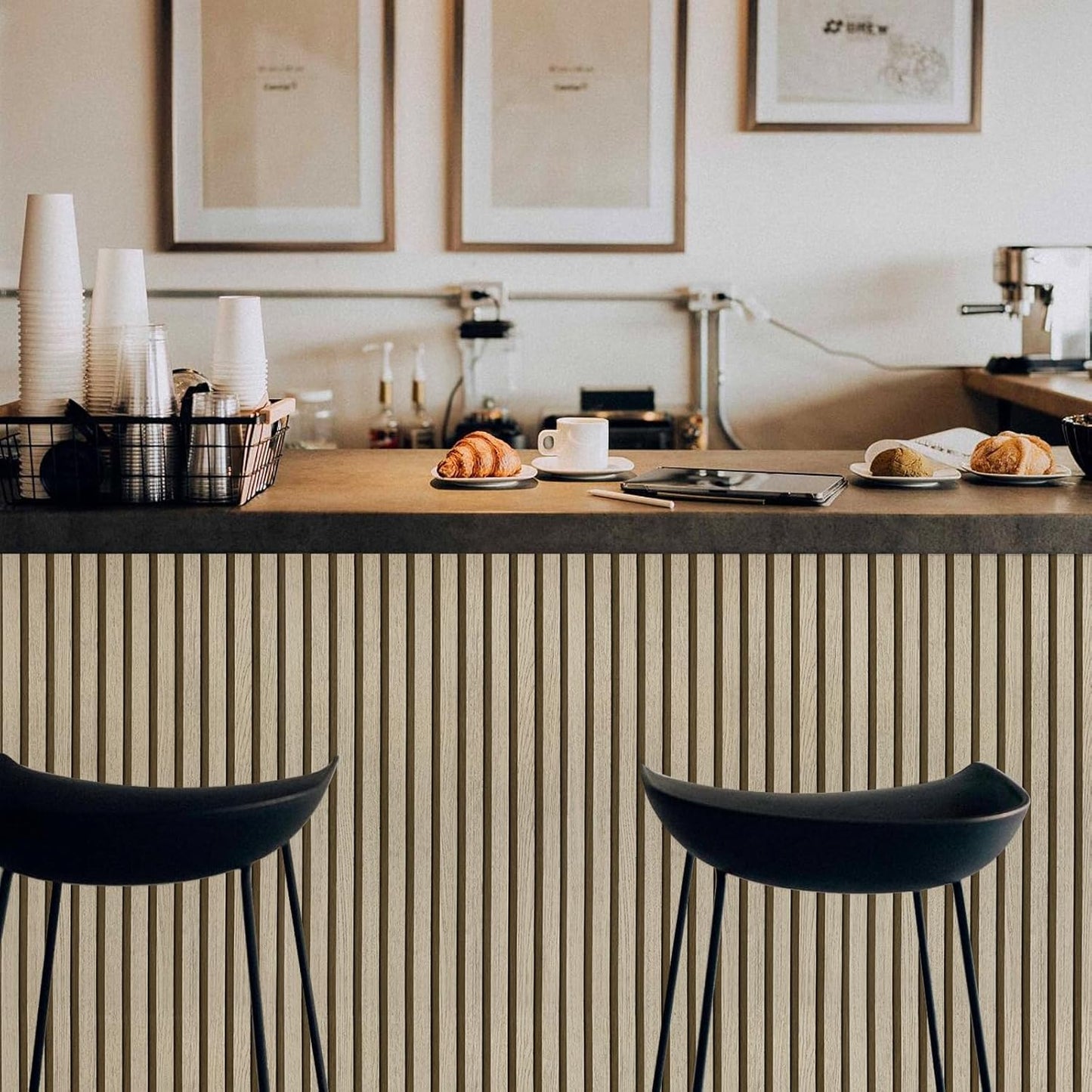 Abyssaly Wood Effect Vinyl Wrap Self Adhesive Wallpaper, Brown Wood Slats Sticky Back Plastic for Furniture, Removable Peel and Stick Wallpaper, Wood Panel for Walls, Kitchen, DIY 60cmX500cm