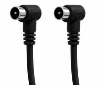 electrosmart 1.5m Black Male Coax Plug to Male Coax Plug TV Aerial Cable with 90 Degree Right Angled Connector - Length: 1.5m