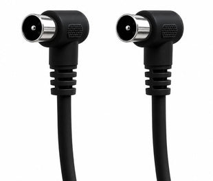 electrosmart 1.5m Black Male Coax Plug to Male Coax Plug TV Aerial Cable with 90 Degree Right Angled Connector - Length: 1.5m