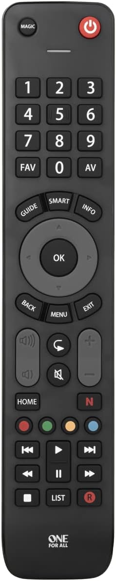 One For All Evolve TV Remote Control - Ideal for all types of TVs - With learning feature - to work all TV brands - Black - URC7115