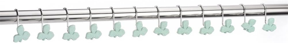 12Pcs Shower Curtain Hooks Green Leaves Decorative Rings â Multi