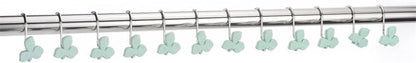 12Pcs Shower Curtain Hooks Green Leaves Decorative Rings â Multi