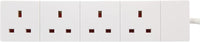 PRO ELEC PELB1517 4 Gang Extension Lead 2m, White