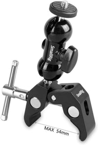 SMALLRIG Upgrade Camera Mount Clamp, Double Ball Head Magic Arm with Clamp, Super Clamp with Non-slip Threads, Load Capacity 1.5kg for Gopro, Webcam, Camera, Monitor and Light -1138B