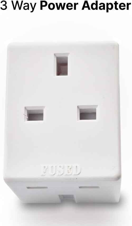 3 Way Power Adapter | Double Plug Adapters UK | Multi Socket Plugs Extension | Double Plug Socket | 3 Way Plug Adapter | Heavy Duty 13A Fuse