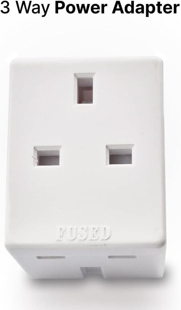 3 Way Power Adapter | Double Plug Adapters UK | Multi Socket Plugs Extension | Double Plug Socket | 3 Way Plug Adapter | Heavy Duty 13A Fuse