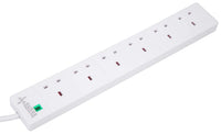 PRO ELEC PELB1703 6 Gang Extension Lead with Surge Protection White, 5m