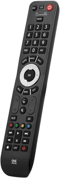 One For All Evolve 2 Universal Remote Control - Operates 2 devices (Cable, DTT, IPTV, Sat, TNT, TV) - Works with all brands - Black -URC7125