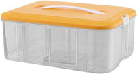 Stackable Toy Storage Case Plastic with Lids & Buckles 1-Tier Yellow