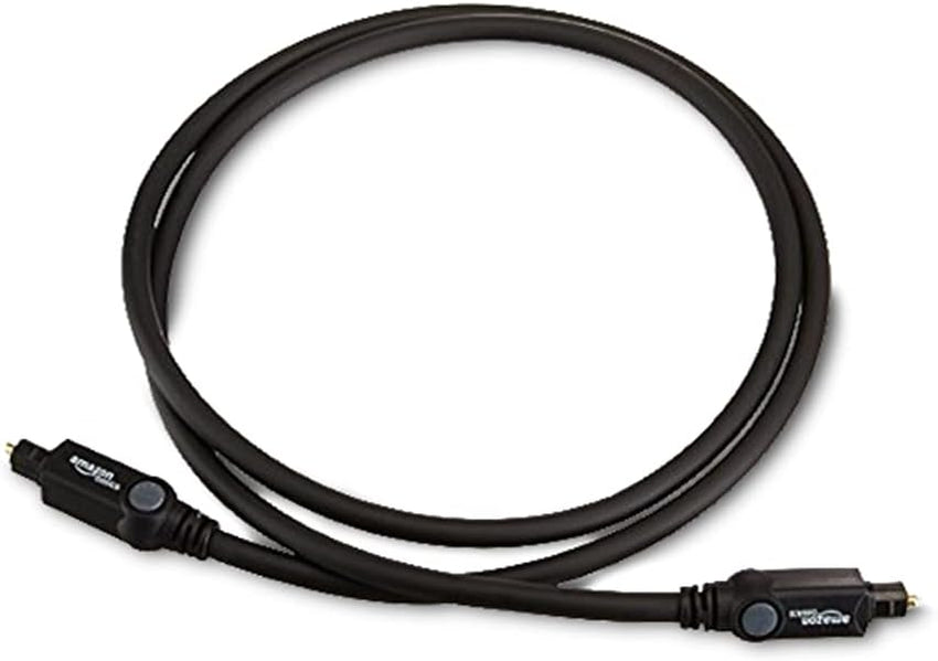 Amazon Basics Toslink Digital Optical Audio Cable, Multi-Channel, Sound Bar, Home Theatre, Gold-Plated Connectors, 1 m, Black