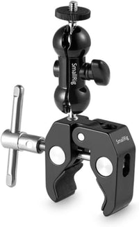 SMALLRIG Upgrade Camera Mount Clamp, Double Ball Head Magic Arm with Clamp, Super Clamp with Non-slip Threads, Load Capacity 1.5kg for Gopro, Webcam, Camera, Monitor and Light -1138B