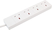 PRO ELEC PELB1517 4 Gang Extension Lead 2m, White