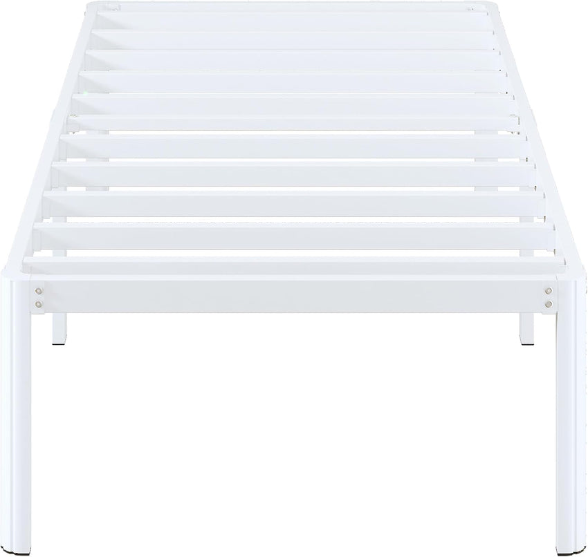 Metal Bed Frame 80x190cm Steel Slats Underbed Storage 41cm High White
