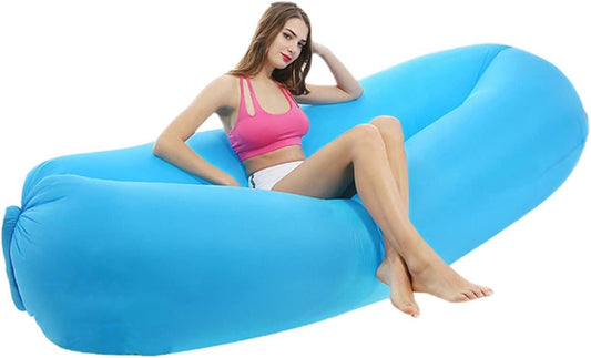 ZTOONE Inflatable Lazy Sofa Bed Air Lounger Sofa with Carry Bag, Inflatable Float for Swimming Pool Inflatable Mattress for Swimming (Pink)