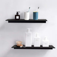 YUET Bathroom Shelf 2 Pack, Black Shower Caddy Wall Mounted Or Self Adhesive No Drill Waterproof, Metal Small Floating Shelves, Wall Storage Shelf for Living Room Bedroom Kitchen Floating Shelves 40CM