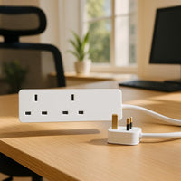 PRO ELEC 2-Gang Extension Lead | 500mm Cable | 13A | UK Plug | White - PELB1403