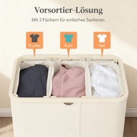 Lifewit 165L 3-Section Laundry Basket with Lid White