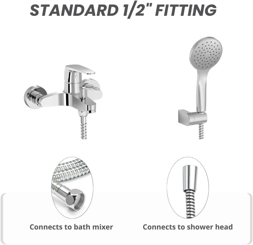 Zotti 1.5m Shower Hose | Stainless Steel Replacement Shower Hose | Leakproof and Anti-Kink | Universal Standard Fitting | High Pressure Resistance | Easy DIY Replacement | Includes 2 Washers