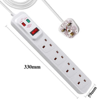 EXTRASTAR Universal Extension Lead, 4 Way Outlets Surge Protection Power Strips with Switch, Wall Mounted 13A/MAX.3120W Fused UK Power Socket (1M, White)