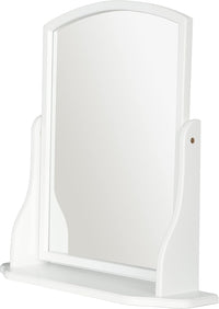 Home Selections Arched Wood Dressing Table Mirror, White, 44x44cm, Wooden Free Standing Tabletop Vanity Mirror
