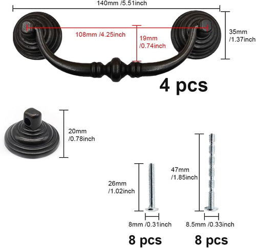 Kitchen Door Pull Handle Retro Design â Black