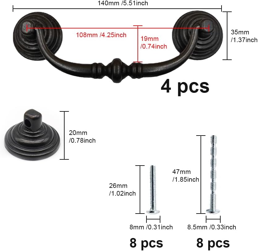 Kitchen Door Pull Handle Retro Design â Black