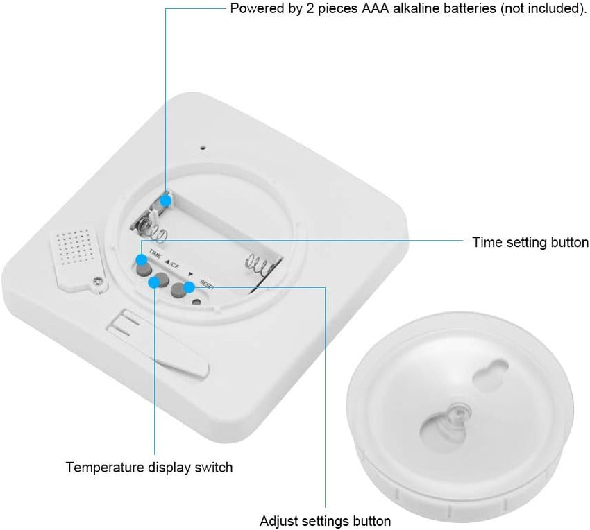 ALLOMN Bathroom Clock, LCD Digital Shower Clock Alarm Waterproof Touch Control Ã¢âÆ/Ã¢ââ° Temperature Humidity, Count Down Timer, 3 Mounting Methods, Battery Power (Green)