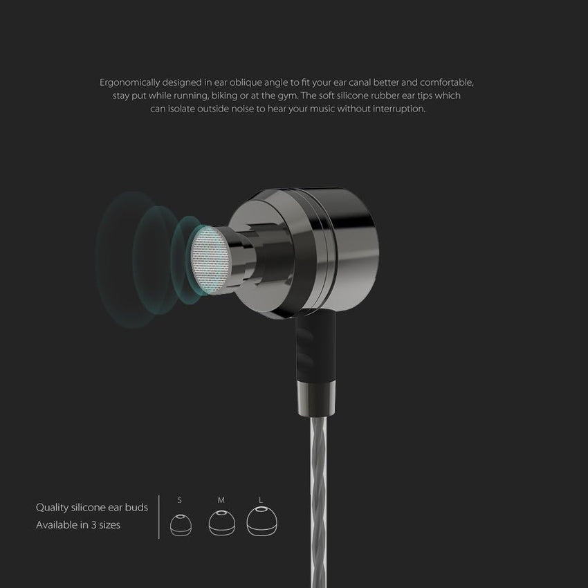 Okun G50MW HD Earphones, Metal In-Ear Headphones Earphones High Sensitivity Microphone - Noise Isolating