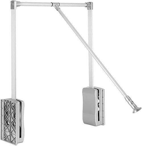 Nisorpa Pull Down Clothes Rail Adjustable 890-1210mm Wardrobe Lift Large Extendable Cloth Hanger Soft Return Storage System with Aluminium Rod Space Saving Weight Capacity 20KG