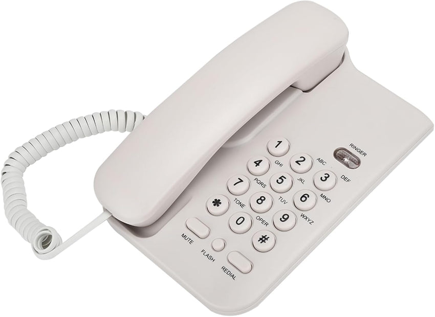 Cocoarm Corded Landline Phone, ABS Material, Wall/Table Mount, No Battery Required, UK Telephone Line (White)