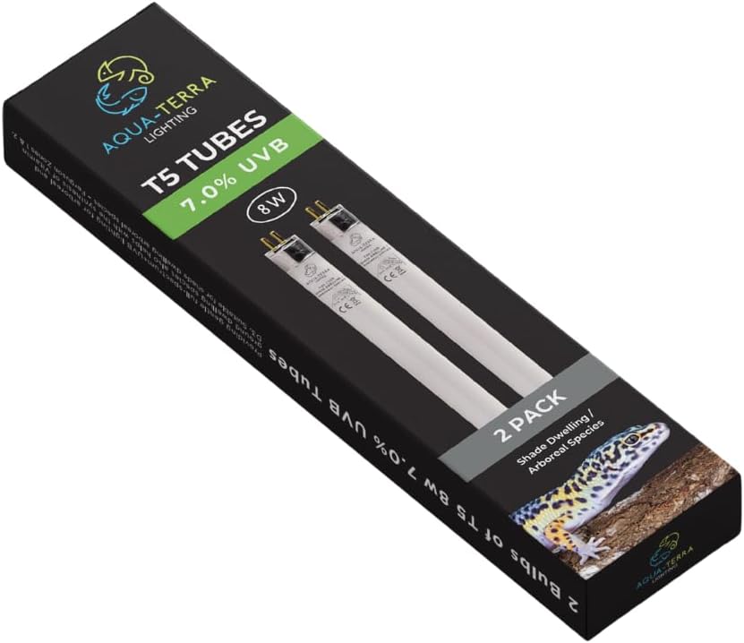 Aqua-Terra 8W UVB T5 Tube Lamp â Full Spectrum + UVB Lighting, Pack of 2
