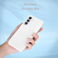 OHLIGIA Samsung Galaxy S22 Plus Liquid Silicone Case Slim Protective 3 Layer Shockproof Phone Cover (6.6") with Anti-Scratch Soft Microfiber Lining for Galaxy S22+ (2022) (White)