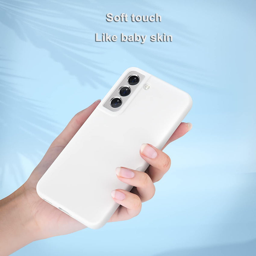 OHLIGIA Samsung Galaxy S22 Plus Liquid Silicone Case Slim Protective 3 Layer Shockproof Phone Cover (6.6") with Anti-Scratch Soft Microfiber Lining for Galaxy S22+ (2022) (White)