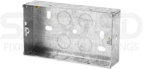 5 x Double Metal Back Box 25mm Flush Wall Pattress / 2 Gang Electrical Sockets