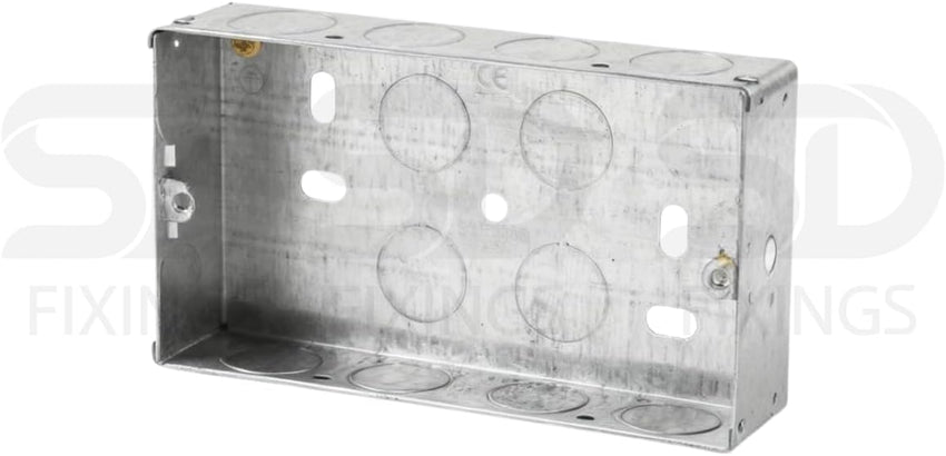 5 x Double Metal Back Box 25mm Flush Wall Pattress / 2 Gang Electrical Sockets