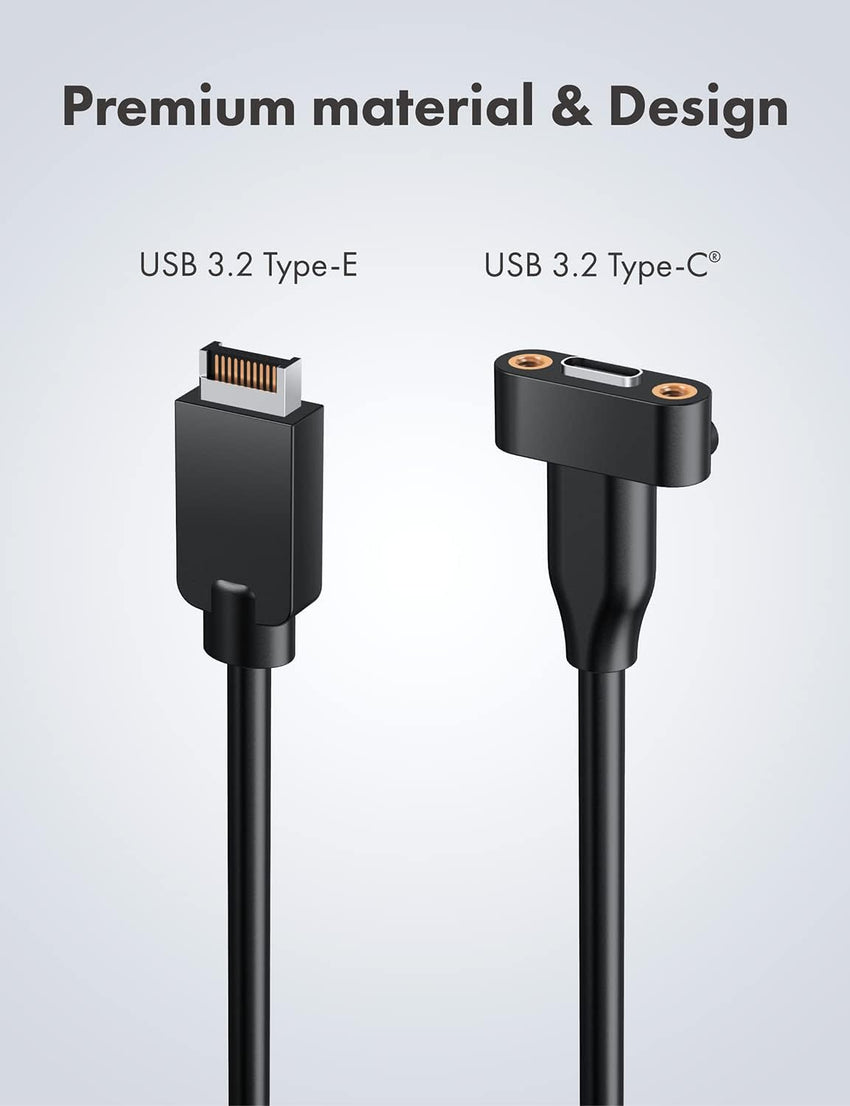 GRAUGEAR 20Gbps USB 3.2 Gen 2x2 USB-C Front Panel Adapter, Motherboard Header Extension Cable, USB-C Female to 20-pin USB Type-E A-Key Male Connector with PCIe Bracket, 19.6 in [G-AD-ETC-10G]