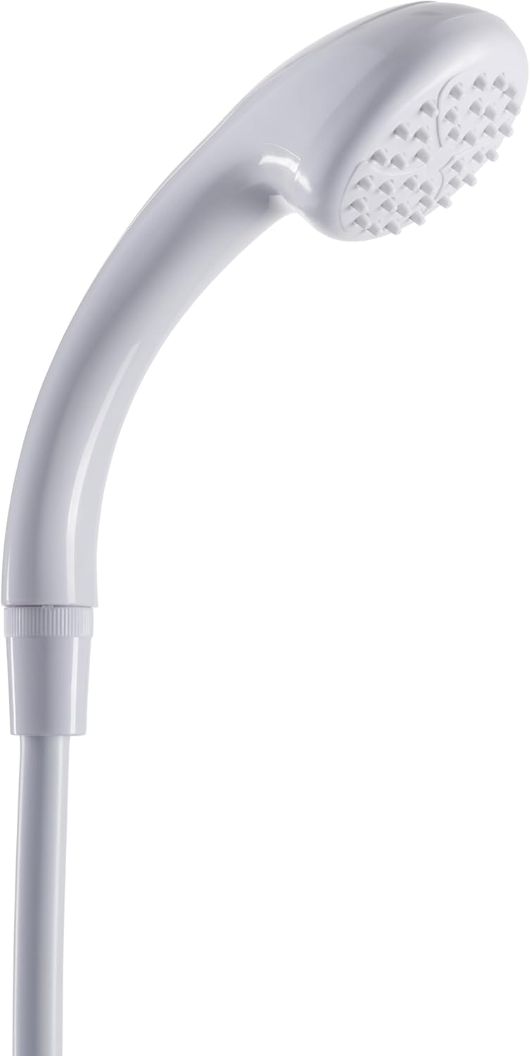 Croydex Secura Shower Head and Hose - Easy Install Push On Shower Attachment for Bath Taps with 1750mm Hose Length, Straps to Secure, Rub Clean Nozzles and Compatible with Low or High Pressure Systems