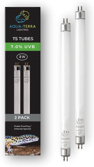 Aqua-Terra 8W UVB T5 Tube Lamp â Full Spectrum + UVB Lighting, Pack of 2
