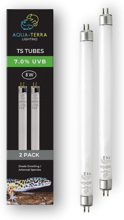 Aqua-Terra 8W UVB T5 Tube Lamp â Full Spectrum + UVB Lighting, Pack of 2
