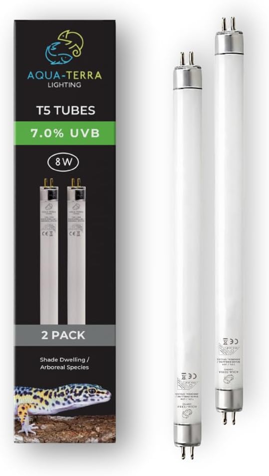 Aqua-Terra 8W UVB T5 Tube Lamp â Full Spectrum + UVB Lighting, Pack of 2
