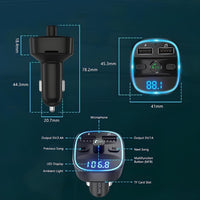 Bluetooth FM Transmitter for Car – Wireless Radio Receiver Adapter with Hands-Free Calling, Fast Charging (PD 20W, QC3.0, 2.4A USB), MP3 Player, TF Card/USB Disk Support, LED Ambient Light
