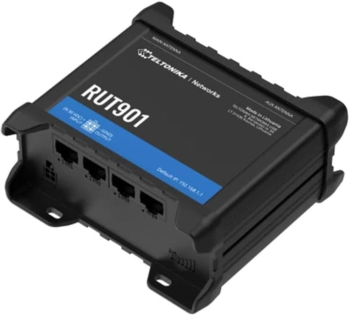 Teltonika RUT901 Industrial 4G Cat 4, 3G, 2G Router, Dual SIM, WiFi, 10/100 Ethernet, 4 ports, Advanced VPN, Versatile Solution for IoT, M2M, and Remote Monitoring