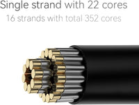 Linsoul QKZ Q1 MAX 16-Stand 352 Cores Silver-Plated HiFi Earphones Upgrade Cable with Interchangeable 2.5mm/3.5mm/4.4mm Plug Replacement Cable for Audiophile (Black, MMCX)