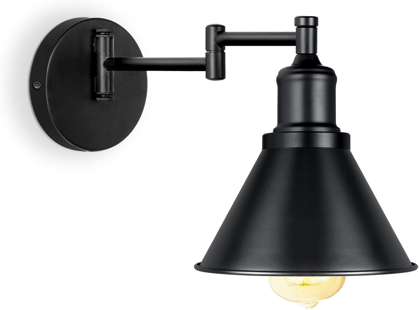 IC INSTANT COACH Industrial Wall Sconce Swing Arm Wall Lights, Black, Adjustable Wall Light, Wall Mounted Lamp Wall Sconce, 1 Light